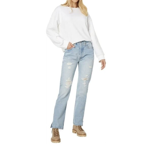 Levis Premium 501 Original High-rise button fly jeans 32 X 30 boot jeans - Picture 6 of 12